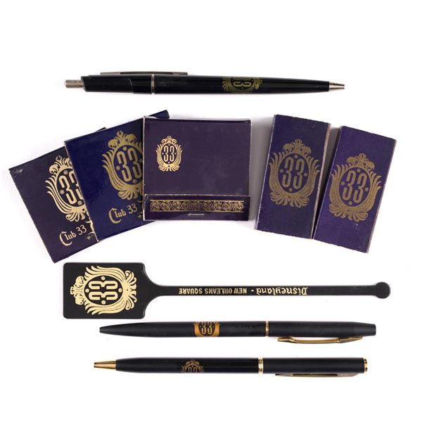 A Collection of Club 33 Pens & Matchbooks.