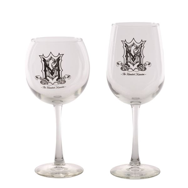 A Pair of Haunted Mansion Master Gracey Wine Glasses.