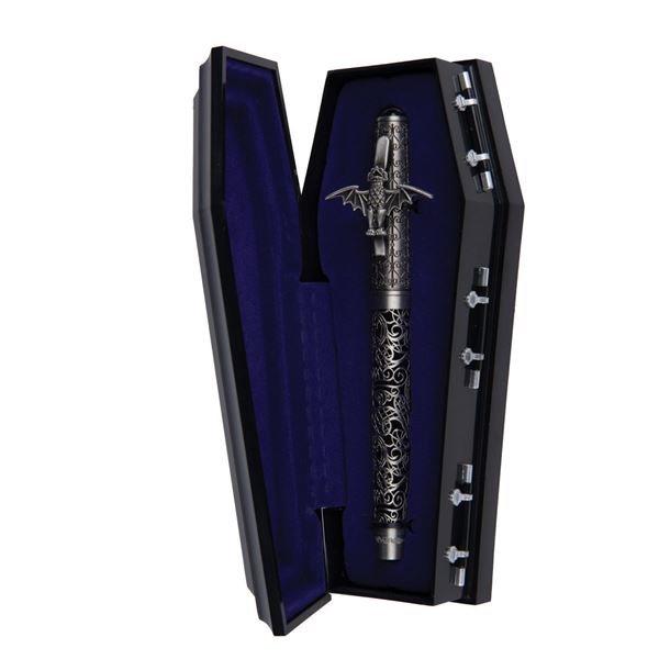 A Haunted Mansion Authentic 45th Bat Pen in Coffin Box.