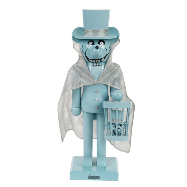 A Haunted Mansion Hatbox Ghost Mickey Nutcracker.