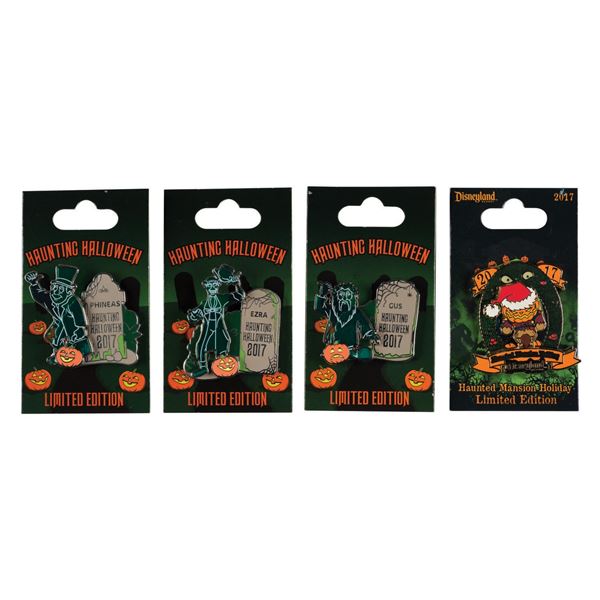 A Set of (4) Haunted Mansion Haunting Halloween Pins.