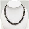 Image 2 : 8-10mm Tahitian Aubergine Near-Round Pearl Necklace with Gold Clasp