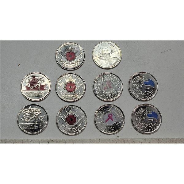 Lot of Colored Quarters - Poppy, Cindy Klassen, Breast Cancer, Whale