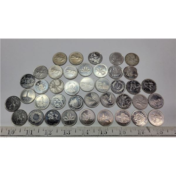 Lot of Canadian Quarters - Various Years (40)