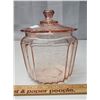 Image 1 : Depression glass biscuit barrel - Mayfair 7"h Cabbage Rose