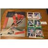 Image 1 : SET OF 4 BASEBALL CARDS AND ASSORTED HOCKEY