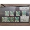 Image 1 : 8 Canadian 1c head stamps - used, green