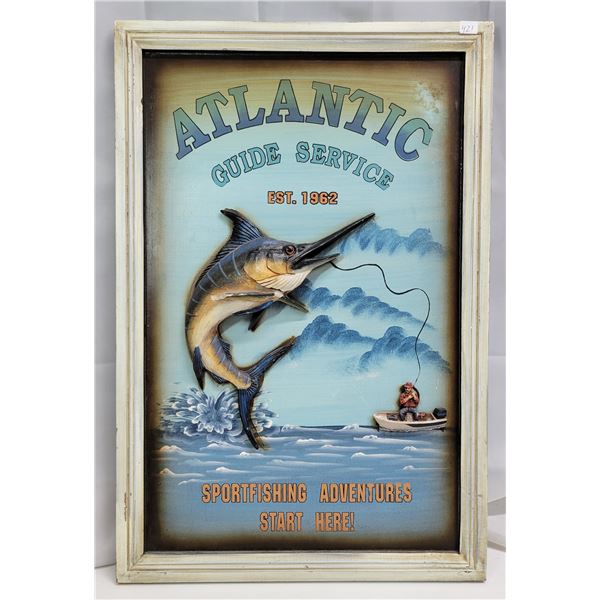 3D Wooden Carved Atlantic Guide Services 15.75"x23.5"