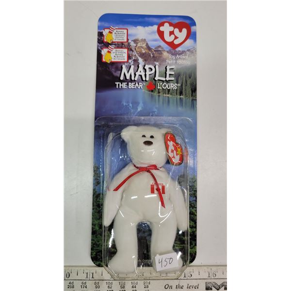 1999 Maple Beanie RARE Error Bear! 1993 Tag, "Oakbrook"