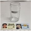 Image 1 : Vintage Coke Glass No Chips and 2 Souvenir Licenses; James Dean and Elvis Presley