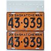 Image 1 : Original 1939 Sask. License plates.  Good condition for the age.  Minimal rust