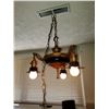 Image 2 : Swag tri-light lamp from the 1940's.  Working condition.  Switch added in.  Black may have been repa