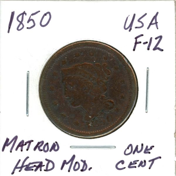 1850 Matron Head Mod USA Large Cent