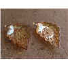 Image 1 : 2x Orange Leaf shaped Depression glass plates