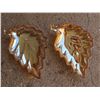 Image 2 : 2x Orange Leaf shaped Depression glass plates
