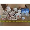 Image 1 : Box of assorted dishes and china + Ukrainian décor set