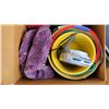 Image 1 : Box of Pails, Cleaning Chemicals and a Stereo