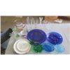 Image 1 : assorted glassware vases - colored, pressed