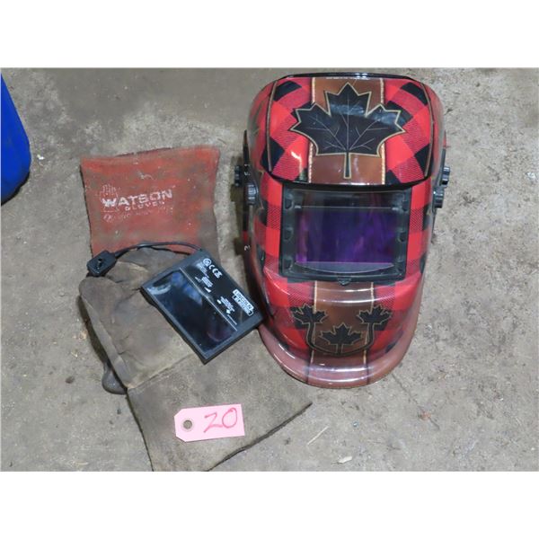 Welding Helmet, gloves and extra visor