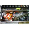 Image 4 : metal tackle box with assorted hooks, line, etc.