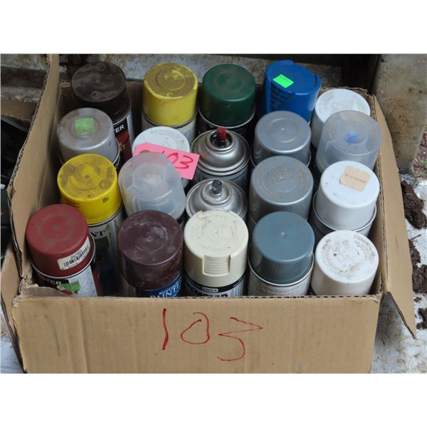 Box of Assorted spray paints & Arousals