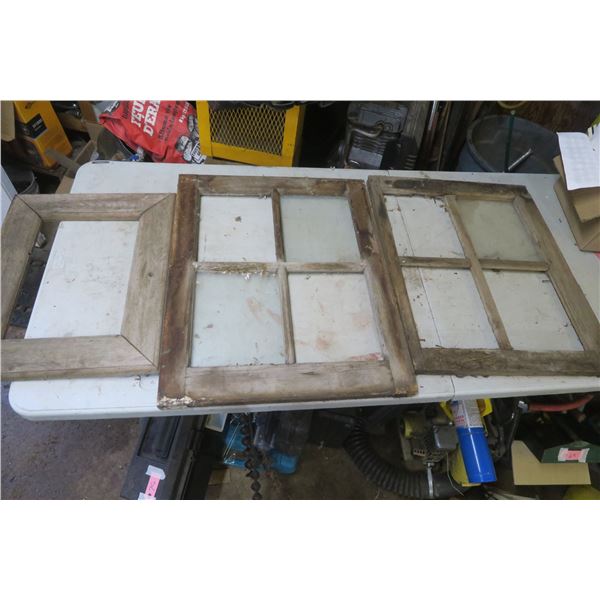2x 4 pane windows frames and frame