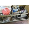 Image 5 : wooden tool tray with assorted tools and hardware