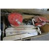 Image 7 : wooden tool tray with assorted tools and hardware