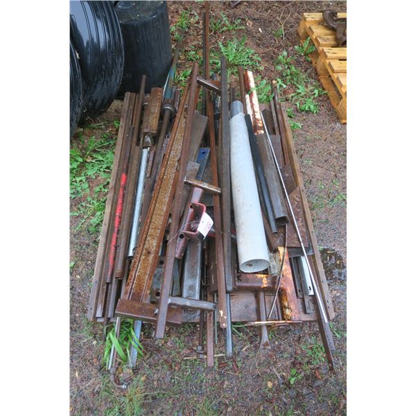 pallet of assorted steel pipes, bars and pieces