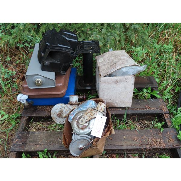 Lot of heavy duty casters/pulleys misc. tanks