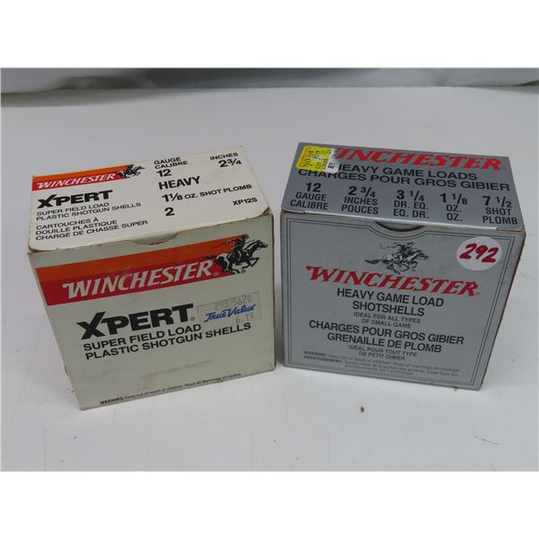 1 box Winchester 12 gauge, 2 3/4inches, 3 1/4Dr. Eq., 1 1/8Oz, 7 1/2 shot & 1 Box of Winchester Expe