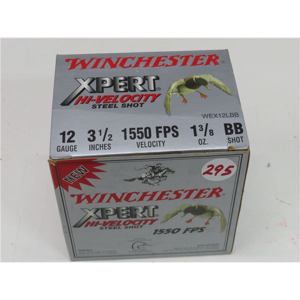 1 boxes of Winchester Expert steel shot 12 gauge, 3.5 inches, 1550FPS, 1 3/8 Oz. BB shot
