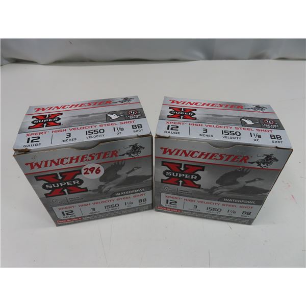 2 boxes of Winchester Super X Expert High Velocity Steel Shot 12 gauge, 3 inches, 1550 velocity 1 1/