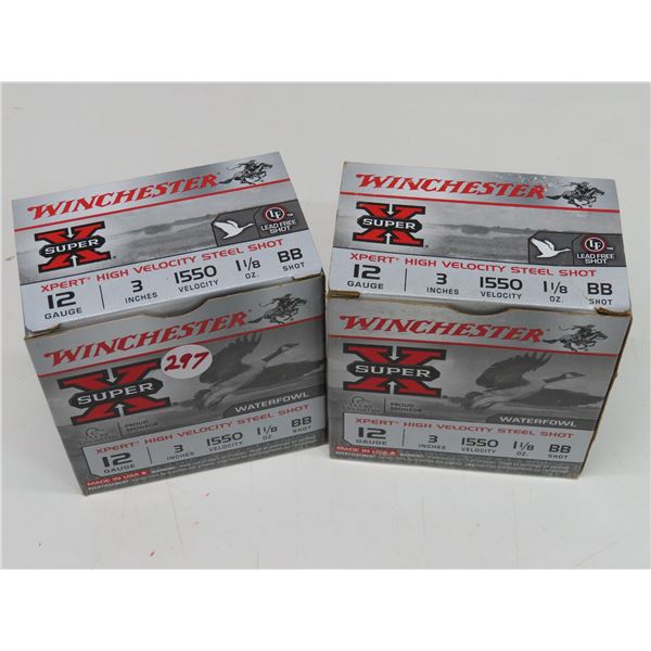 2 boxes of Winchester Super X Expert High Velocity Steel Shot 12 gauge, 3 inches, 1550 velocity 1 1/