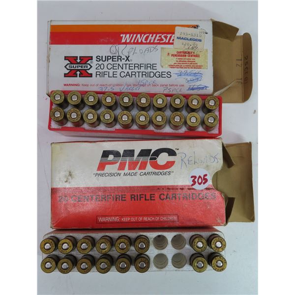 300 Dominion Sav & Imperial 300 Win Centerfire Rifle rounds – reloads – 37.5 jacket 150 grain PSPCL
