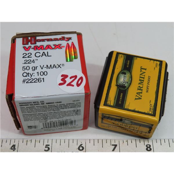Hornady V-Max 22 Cal .224” 50 gr & Vermint soft point 22 Cal (.224) 45 GR SP – Reloading bullets