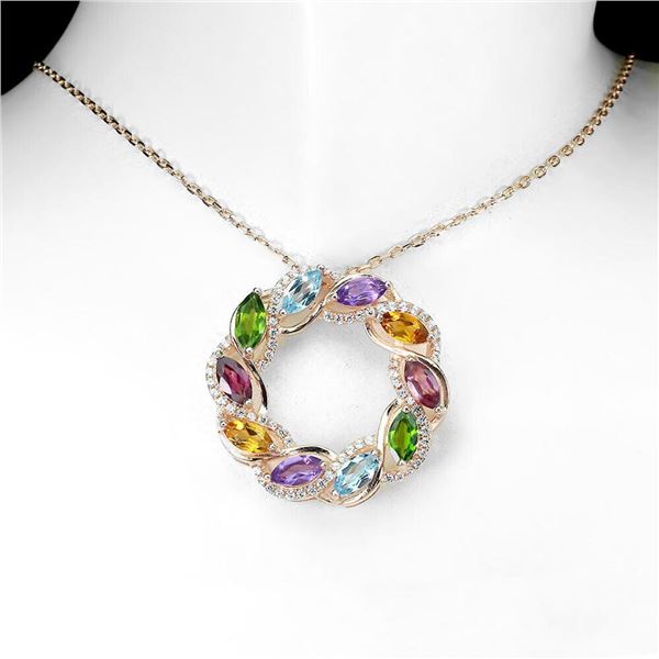 Natural Topaz Amethyst Citrine Garnet Necklace