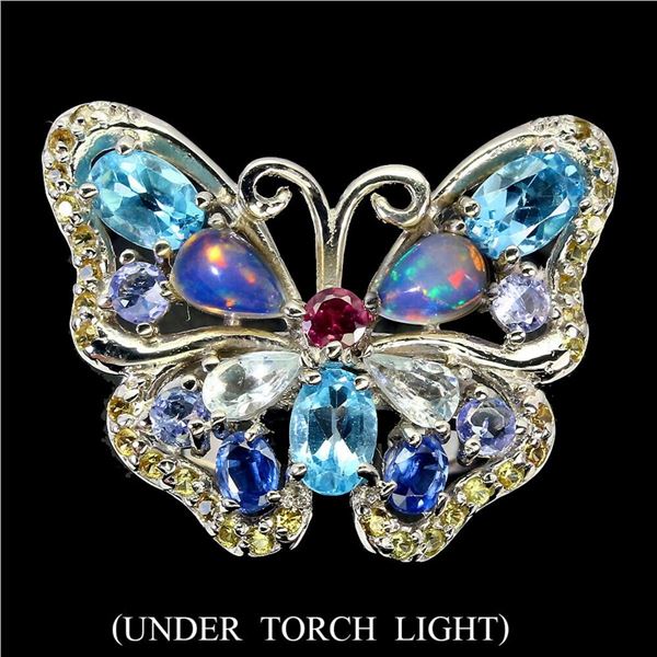 Natural Swiss Blue Topaz Tanzanite Ring