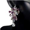 Image 2 : Natural Aquamarine Rhodolite Tanzanite Earrings