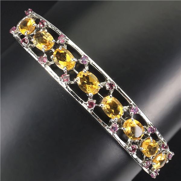 Natural Citrine  Rhodolite Garnet  Bangle