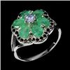 Image 1 : Natural Colombian Emerald Black Spinel Tanzanite Ring