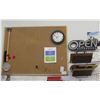 Image 1 : LOT WITH CORK BOARD AND OPEN SIGN