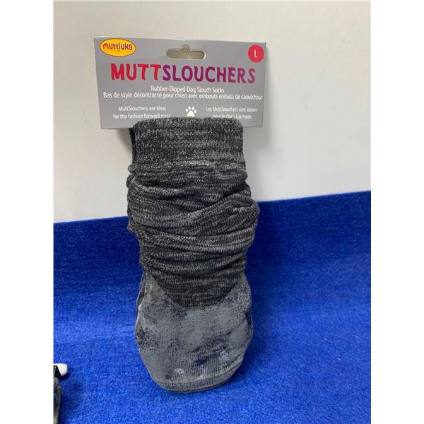 Muttluks Muttslouchers Rubber-Dipped Dog Slouch Socks (L)