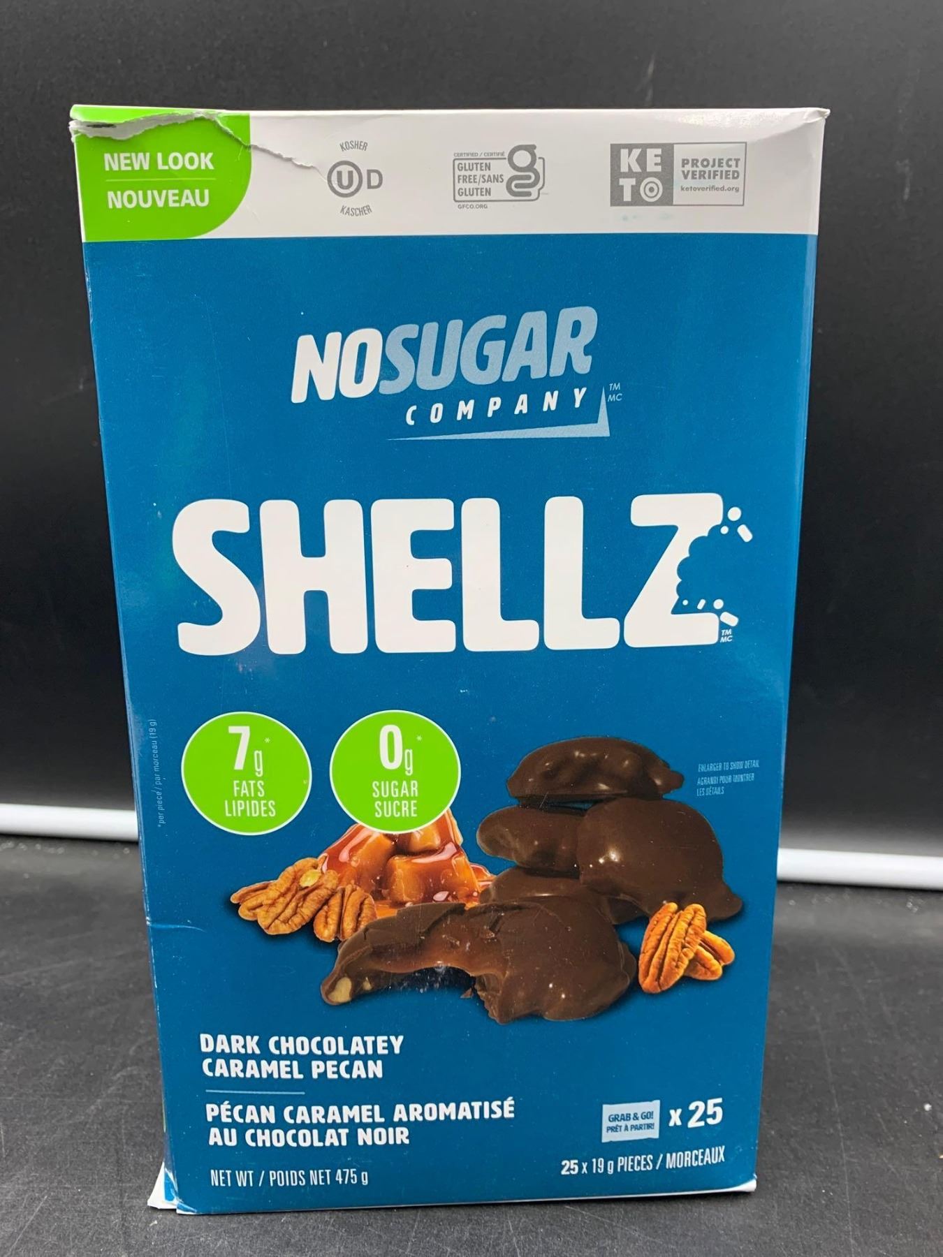 No Sugar Company Shellz-Dark Chocolate Caramel Pecan (25 x 19g)