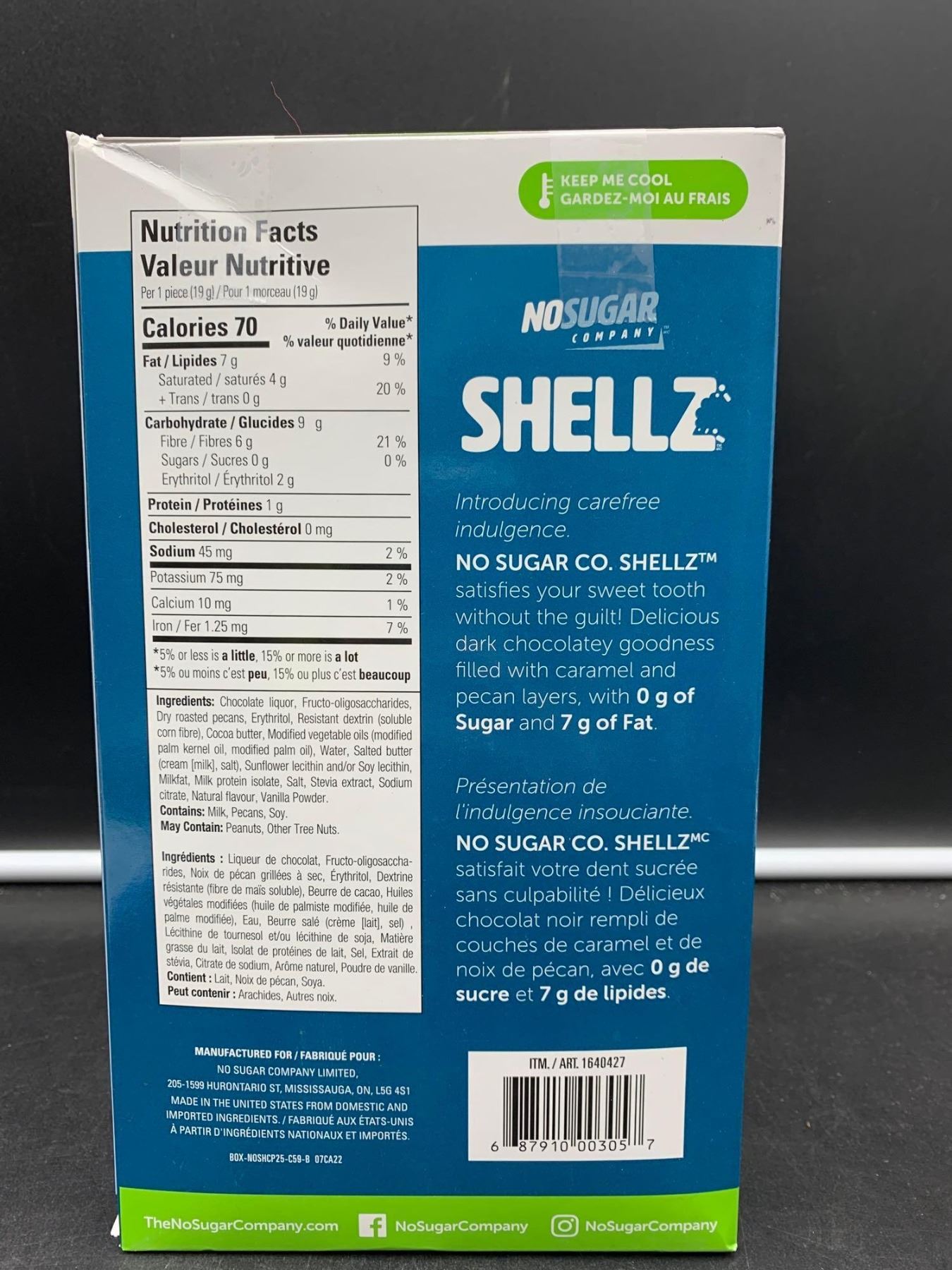 No Sugar Company Shellz-Dark Chocolate Caramel Pecan (25 x 19g)