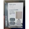 Image 6 : Uber Haus Table Lamp - Modern Clear Glass w/ Linen Fabric Shade - Beige - Lot of 1