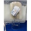 Image 2 : Uber Haus Table Lamp - Modern Clear Glass w/ Linen Fabric Shade - Beige - Lot of 1
