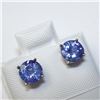 Image 2 : 14K Gold Tanzanite Solitaires 1.8 Carat Stud Earrings Made in Canada -Appraised Value $2000.00
