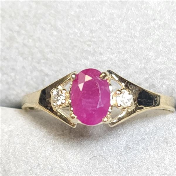 10K Yellow Gold Ruby .56 Carat & Diamond Ring size 6 Made in Canada -Appraised Value $1000.00