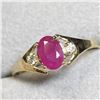Image 2 : 10K Yellow Gold Ruby .56 Carat & Diamond Ring size 6 Made in Canada -Appraised Value $1000.00